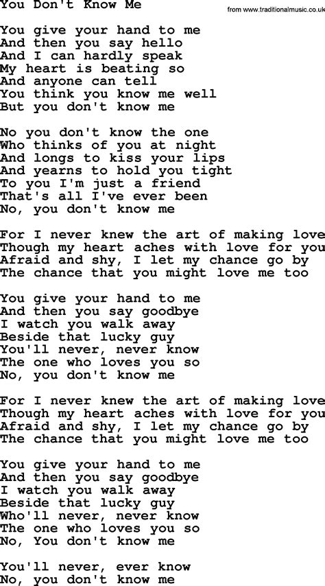 the song you don't know me lyrics